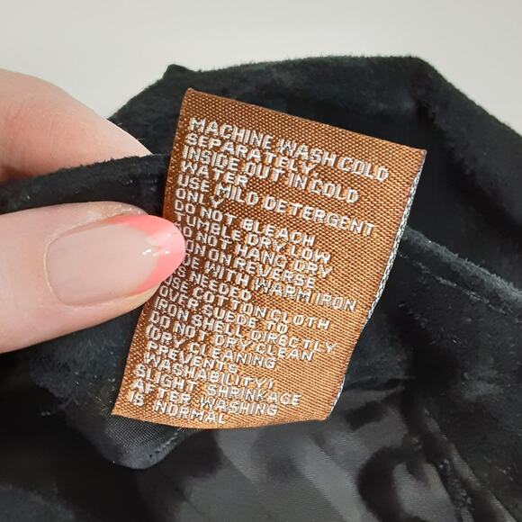 Vintage 90s 100% Leather Black Suede Wide Leg Bootcut Pant Juniors 7/8 Horseback - Picture 8 of 13